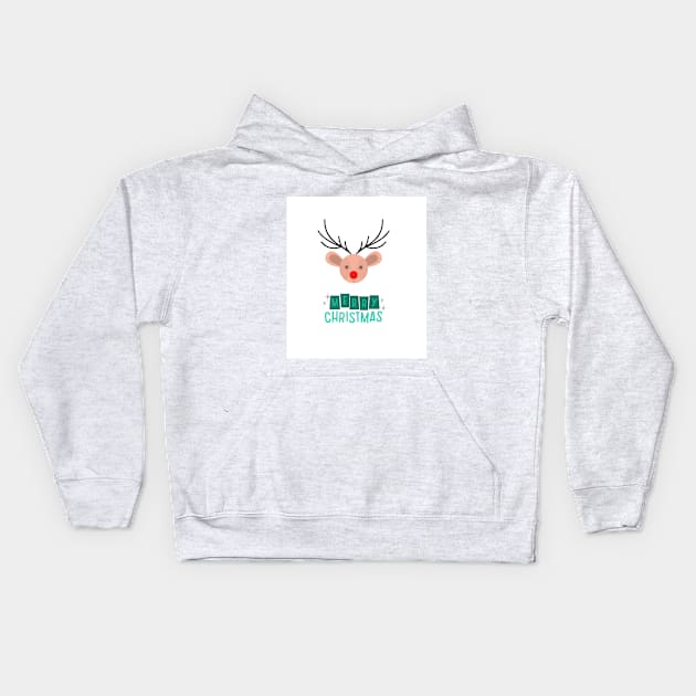 Merry Christmas Deer white Kids Hoodie by Jesscreative